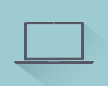 Hafif bir arka plan, web tasarımı için vektör illüstrasyon izole gölge gadget ile Laptop simgesi düz stil