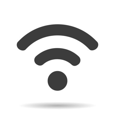 Beyaz arkaplanda gölgesi olan WIFI simgesi, web tasarımı için vektör illüstrasyonu