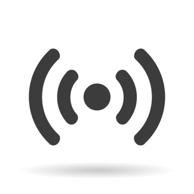 Beyaz arkaplanda gölgesi olan WIFI simgesi, web tasarımı için vektör illüstrasyonu