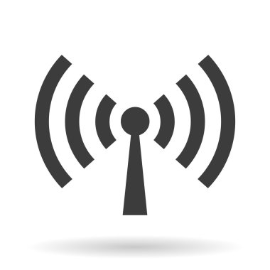 Beyaz arkaplanda gölgesi olan WIFI simgesi, web tasarımı için vektör illüstrasyonu