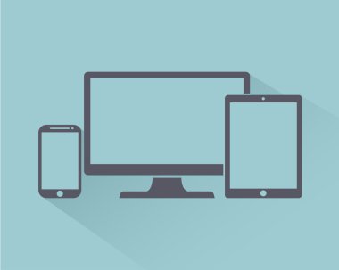 Ekran seti, tablet ve cep telefonları elektronik cihaz simgeleri, hafif arka plan şık vektör illüstrasyon Eps10 izole anahat