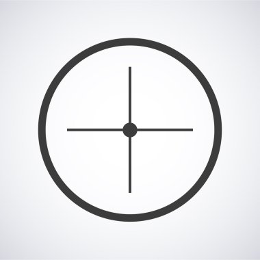Hedef simgesi, görme nişancı sembolü gri bir arkaplanda izole edilmiş, Crosshair ve web tasarımı için hedef vektör çizimi stili