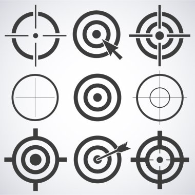 Set of target icons sight sniper symbol isolated on a gray background, crosshair and aim vector illustration stylish for web design clipart