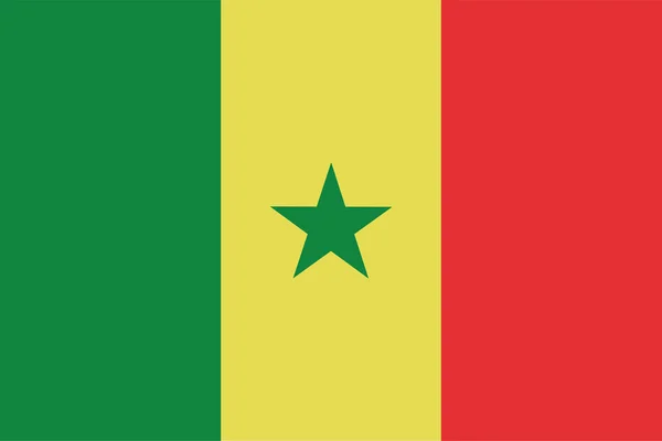 Senegal bandiera ufficiale destra proporzioni, stella vettore illustrazione — Vettoriale Stock