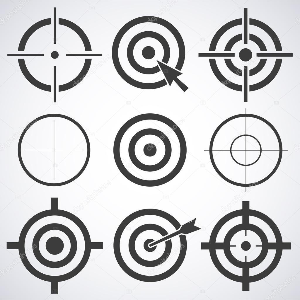 Set of target icons sight sniper symbol isolated on a gray background, crosshair and aim vector illustration stylish for web design