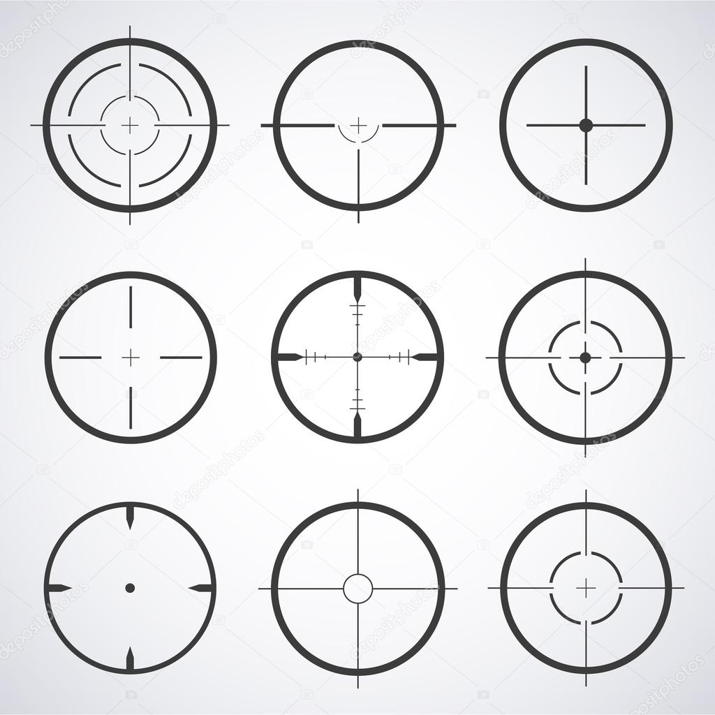 Set of target icons sight sniper symbol isolated on a gray background, crosshair and aim vector illustration stylish for web design