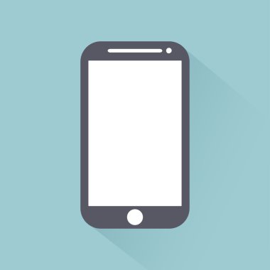 Işık arka planda izole gölge ile Cep telefonu düz stil simgesi, web tasarımı için vektör illüstrasyon