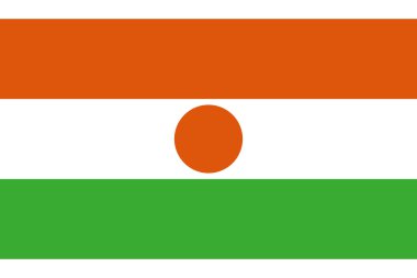 Beyaz arka planda izole edilmiş Nijer bayrağı resmi sağ oranları, vektör çizimi