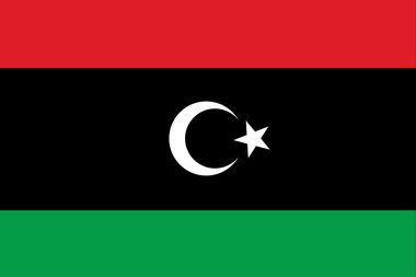 Doğru oranlarda Libya bayrak resmi, hilal yıldız, şık vektör illüstrasyon Eps10