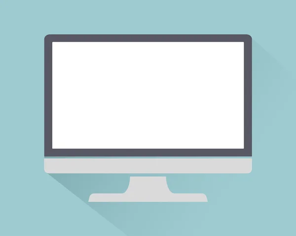 Monitor PC ikona płaski styl z cienia izolowane na jasnym tle, wektor ilustracji do projektowania stron internetowych — Wektor stockowy