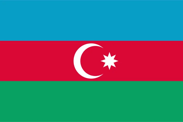 Bandiera azera ufficiale proporzioni corrette stella crescente, illustrazione vettoriale elegante EPS10 — Vettoriale Stock