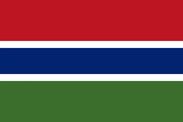 Gambia Flagge offizielle rechte Proportionen, Vektorillustration — Stockvektor