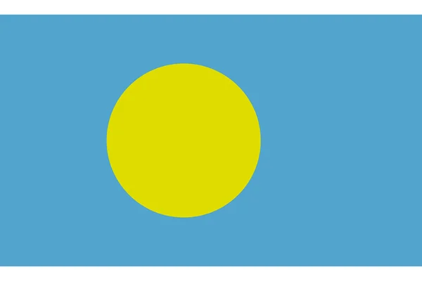 Palau zászlaja hivatalos jobboldali arányban elszigetelt fehér háttér, vektoros illusztráció — Stock Vector