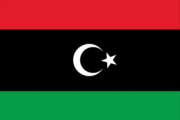 右のプロポーションのリビア旗公式、三日月星、スタイリッシュなベクトルイラストEps10 — ストックベクタ
