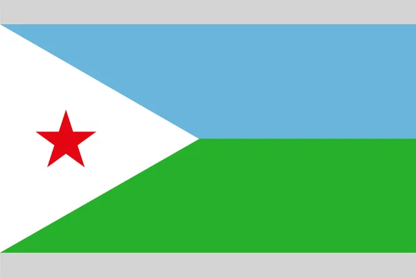 Djibouti vlag officiële juiste verhoudingen, geïsoleerd op een grijze achtergrond, ster vector Eps10 — Stockvector