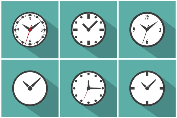 Cadrans d'horloge mis icônes, de l'ombre isolée sur un fond vert illustration vectorielle élégante pour la conception web EPS10 — Image vectorielle