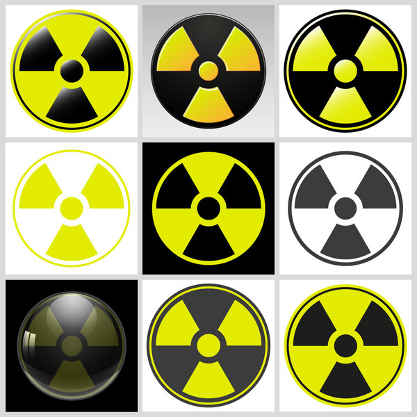 Radioactive contamination set symbol poison danger isolated on white background, vector illustration EPS10