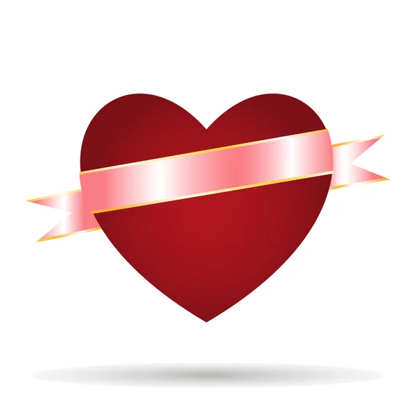 Rött hjärta med ett band för din signatur, isolerad på en vit bakgrund, snygg vektor illustration Eps10 — Stock vektor
