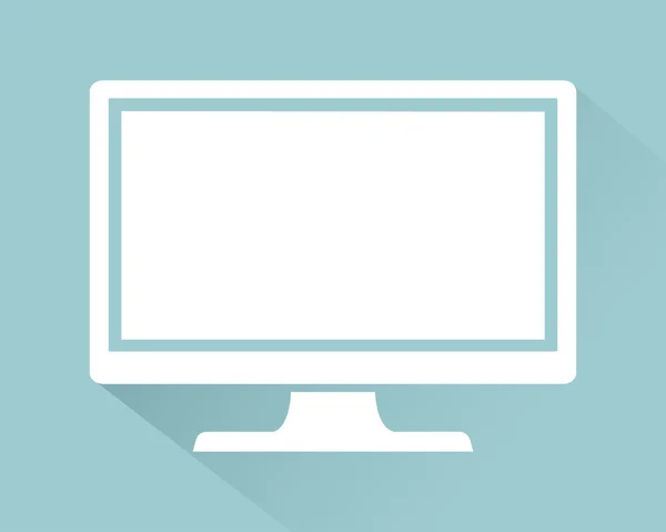 Monitora l'icona del PC con ombra Isolato su sfondo verde stile piatto, illustrazione vettoriale EPS10 — Vettoriale Stock