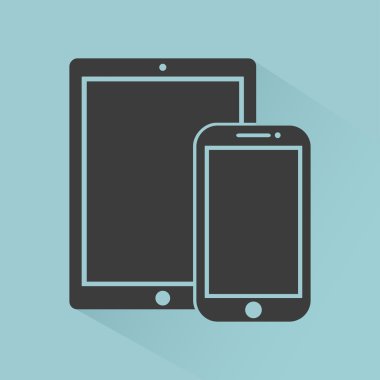telefon, tablet elektronik cihaz simgeleri düz stil şablonu ile gölge ışık arka plan üzerinde izole, şık vektör illüstrasyon eps10