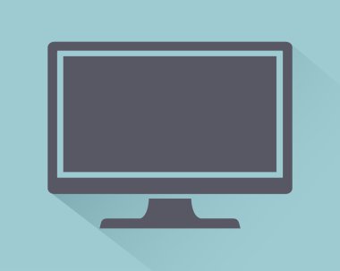 Işık arka planda izole gölge ile Monitör Pc simgesi düz tarzı, web tasarımı için vektör illüstrasyon