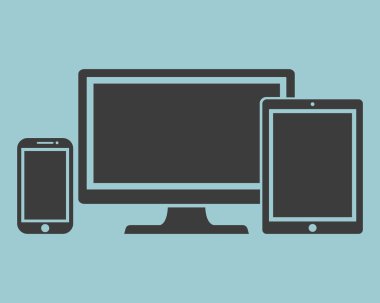 Ekran seti, tablet ve cep telefonları elektronik cihaz simgeleri, hafif arka plan şık vektör illüstrasyon Eps10 izole anahat