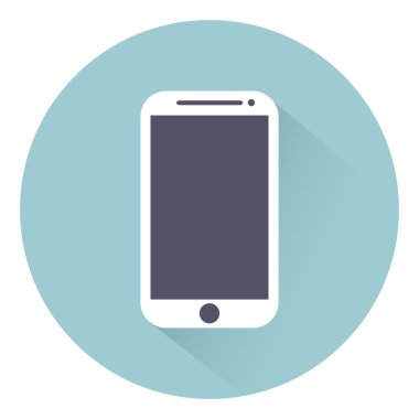 Arka planda izole gölge düz tarzı ile Cep telefonu simgesi, web tasarımı Eps10 için vektör illüstrasyon