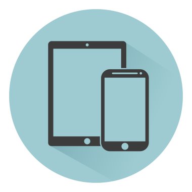 telefon, tablet elektronik cihaz anahat simgeleri arka plan, düz stil, vektör illüstrasyon Eps10 gölge ile şablon