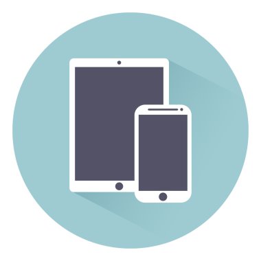 Tablet computer and mobile phone. Electronic equipment gadgets, isolated on a light background