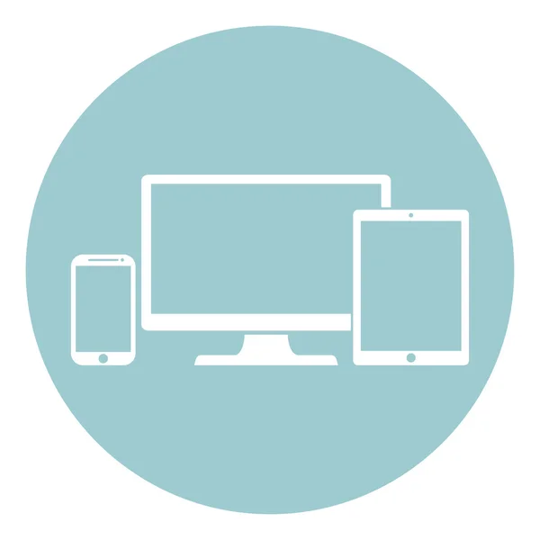 Smartphone, tablette et ordinateur de bureau Icônes isolées, style plat en arrière-plan, illustration vectorielle élégante de la conception Web sensible EPS10 — Image vectorielle