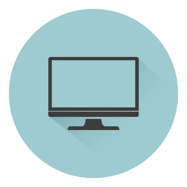 Monitora lo stile piatto dell'icona del PC con ombra sullo sfondo, illustrazione vettoriale — Vettoriale Stock