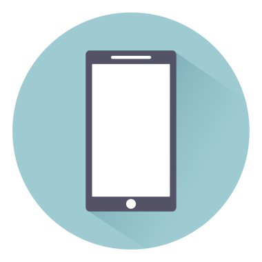 Arka planda izole gölge düz tarzı ile Cep telefonu simgesi, web tasarımı Eps10 için vektör illüstrasyon