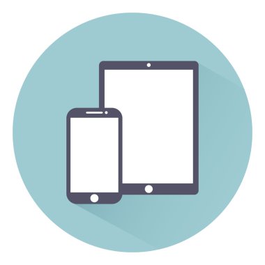 Tablet computer and mobile phone. Electronic equipment gadgets, isolated on a light background