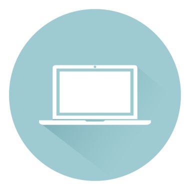 Dizüstü bilgisayar kutsal kişilerin resmi gadget aygıt düz stil gölgeli arka plan, vektör çizim üzerinde