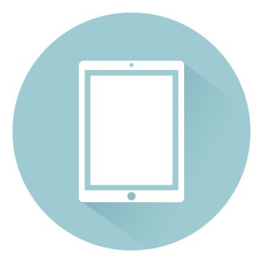 Tablet bilgisayar kutsal kişilerin resmi gadget aygıt düz stil gölgeli arka plan, vektör çizim üzerinde