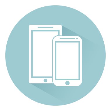 Cep telefonları becerikli alet, aygıt düz stil ikonu gölgeli arka plan, vektör çizim üzerinde