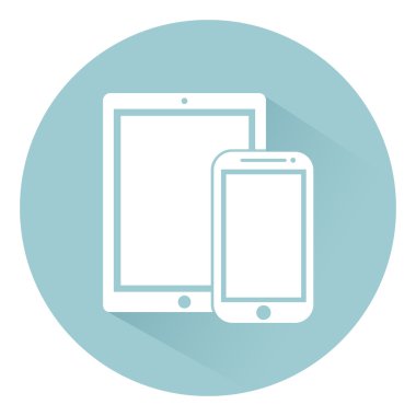 telefon, tablet simgeler gadget, aygıt düz stil üzerinde yeşil bir arka plan, vektör çizim şık