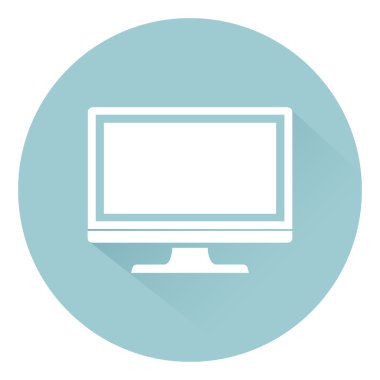 PC simge düz stil gölgeli arka plan, vektör çizim üzerinde izlemek