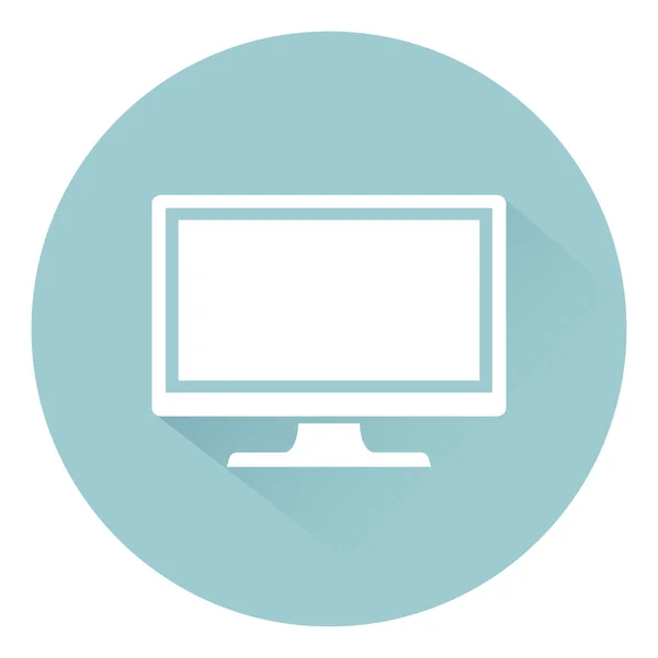 Monitora lo stile piatto dell'icona del PC con ombra sullo sfondo, illustrazione vettoriale — Vettoriale Stock