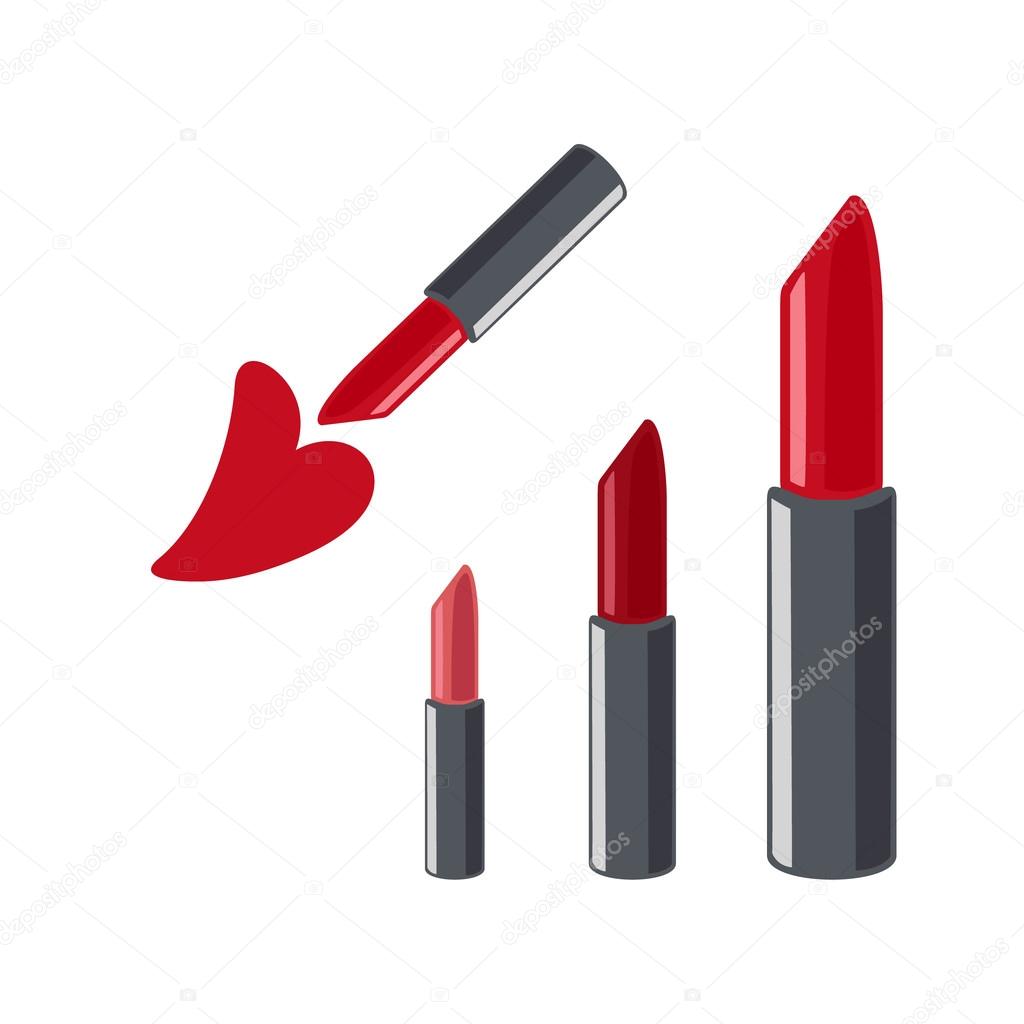 Red lipstick with lips silhouette — Stock Vector © ne_ka 107704802