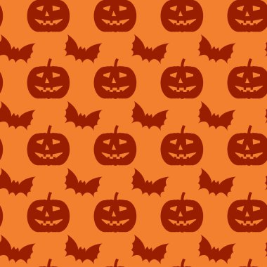 Cadılar Bayramı seamless modeli. Arka plan siluetleri ile