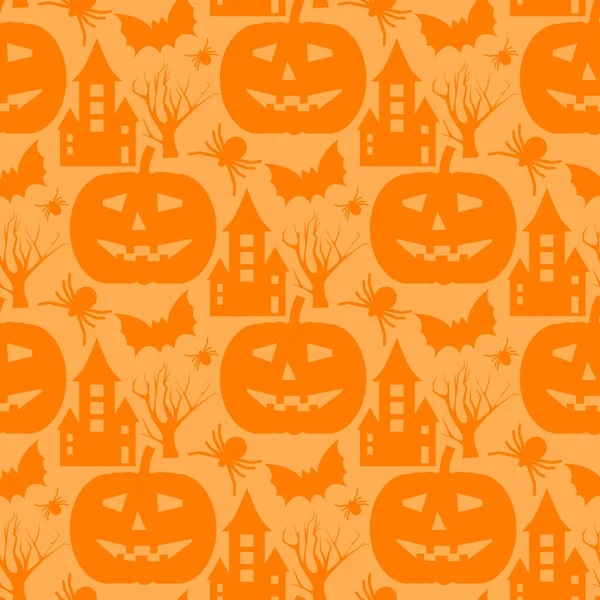 Padrão sem costura Halloween. Fundo com silhuetas — Vetor de Stock