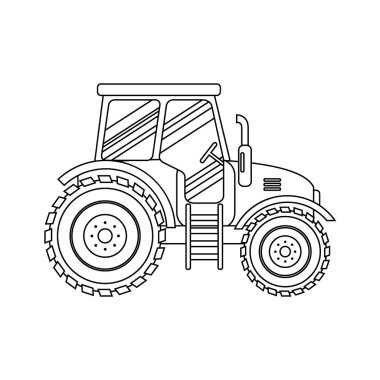 Beyaz arka plan üzerinde düz traktör. Traktör Icon - vektör çizim. Tarım traktörü - taşıma çiftliği düz stil için. Çiftlik traktörü simgesi. Traktör simge vektör çizim.