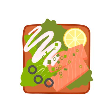 Sandviç üst görünüm seti. Sağlıklı kahvaltı için hamburger tostu ya da beyaz arka planda öğle yemeği. Fast food elementleri, düz vektör çizimi.