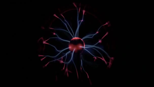 Plasma ball lighting on black background — Stock Video