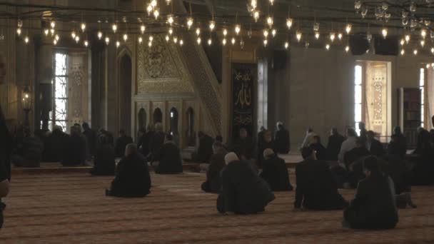 Mensen bidden in de blauwe moskee — Stockvideo
