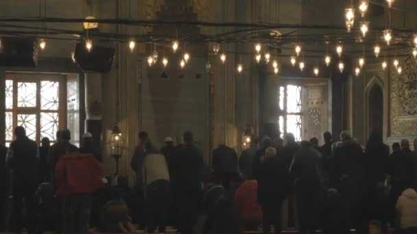 People praying in the blue mosque — Stock Video