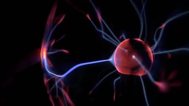 Plasma ball lighting on black background — Stock Video