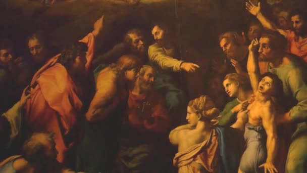 Techo de la iglesia con pintura en la catedral — Vídeo de stock