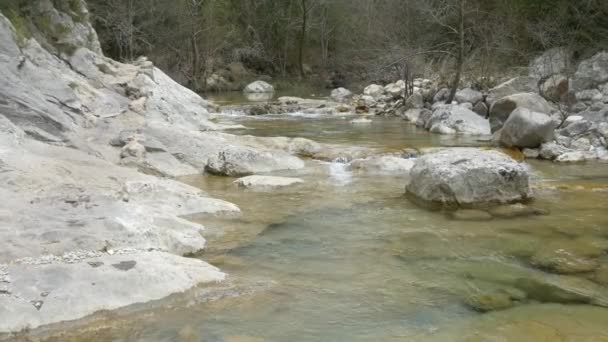 Ορεινό τοπίο με την καταπράσινη κοιλάδα — Αρχείο Βίντεο